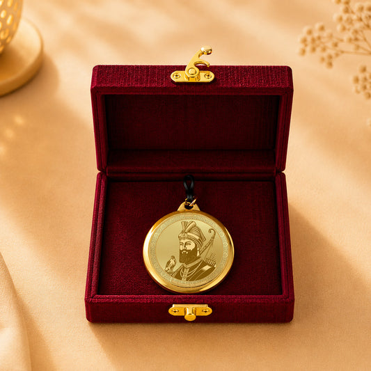 Diviniti 24K Double Sided Gold Plated Pendant Guru Gobind Singh Ji & Guru Nanak Dev Ji | 22 MM Flip Coin (1 PCS)