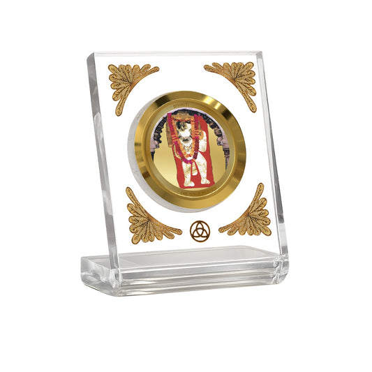 Diviniti 24K Gold Plated Mehndipur Balaji Acrylic Car Dashboard Frame | Protection, Strength & Divine Blessings for Car, Home, Tabletop & Puja Room | Faith & Positivity (ACF1CH)