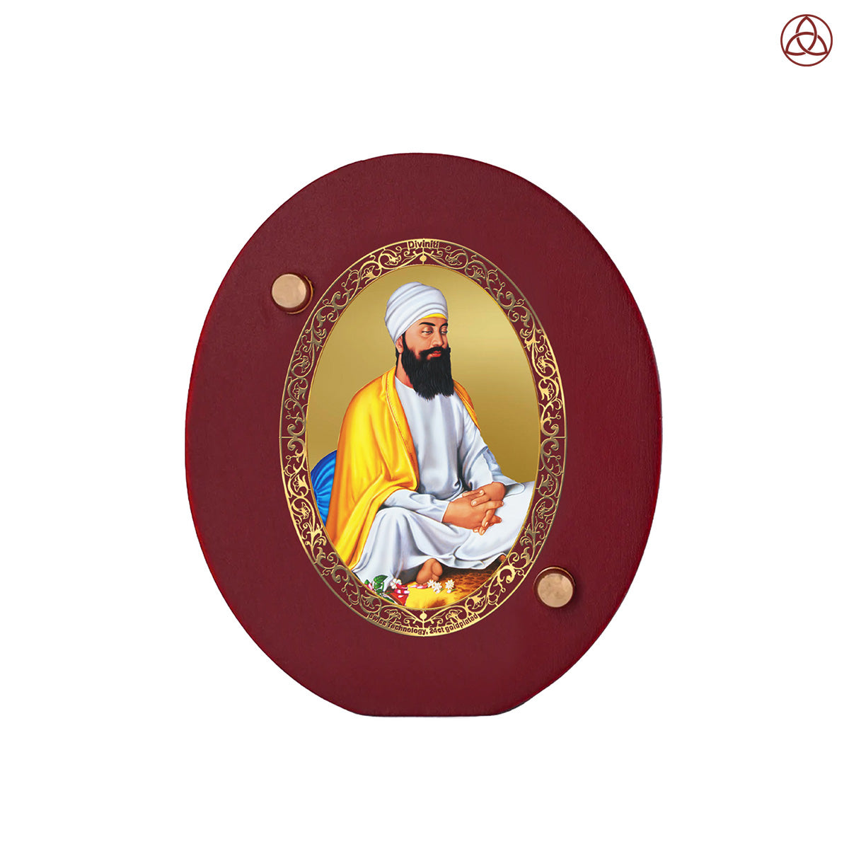 Guru Tegh Bahadar Ji Car Dashboard & Tabletop Photo Frame in 24K gold plated royal foil