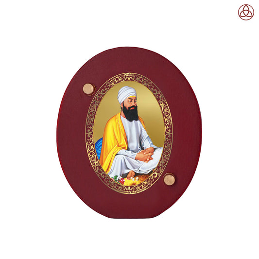 Guru Tegh Bahadar Ji Car Dashboard & Tabletop Photo Frame in 24K gold plated royal foil