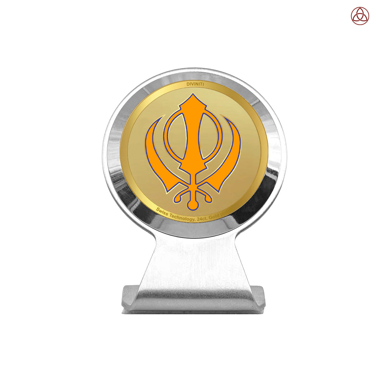 Khanda Sahib | Sacred Sikh Symbol Car Dashboard & Tabletop Photo Frame in 24K Gold Plated Foil