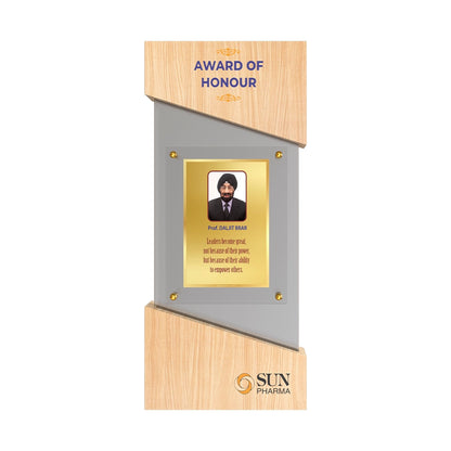 Diviniti MDF Trophy with Matter Printed on 24K Gold Plated Foil | Personalized Award of Honour