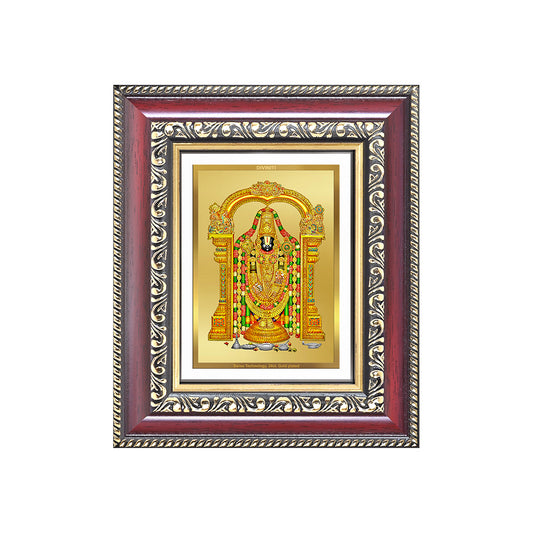 Diviniti 24K Gold Plated Tirupati Balaji Divine Table Top Frame for Home Mandir & Office Decor | Luxury Spiritual Gift