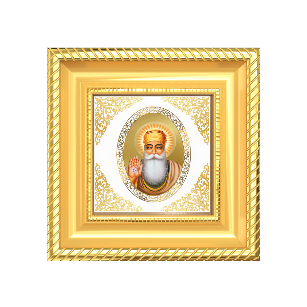 Guru Nanak Dev Ji | Divine Sikh Guru Royal Tabletop Photo Frame in 24K Gold Plated Foil