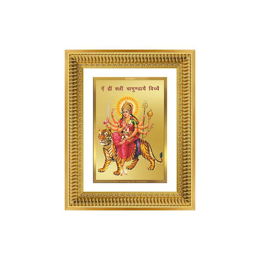 Diviniti 24K Gold Plated Durga With Mantra (Classic) Divine Wall Frame for Home Mandir & Office Decor | Luxury Spiritual Gift