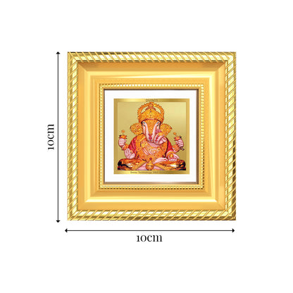 Diviniti Dagadu Ganesha (Shri Dagdusheth Halwai Ganpati) Tabletop Photo Frame in 24K Gold Plated Foil | Prosperity, Wisdom & Auspicious Blessings | DG015S1A (10x10 CM)