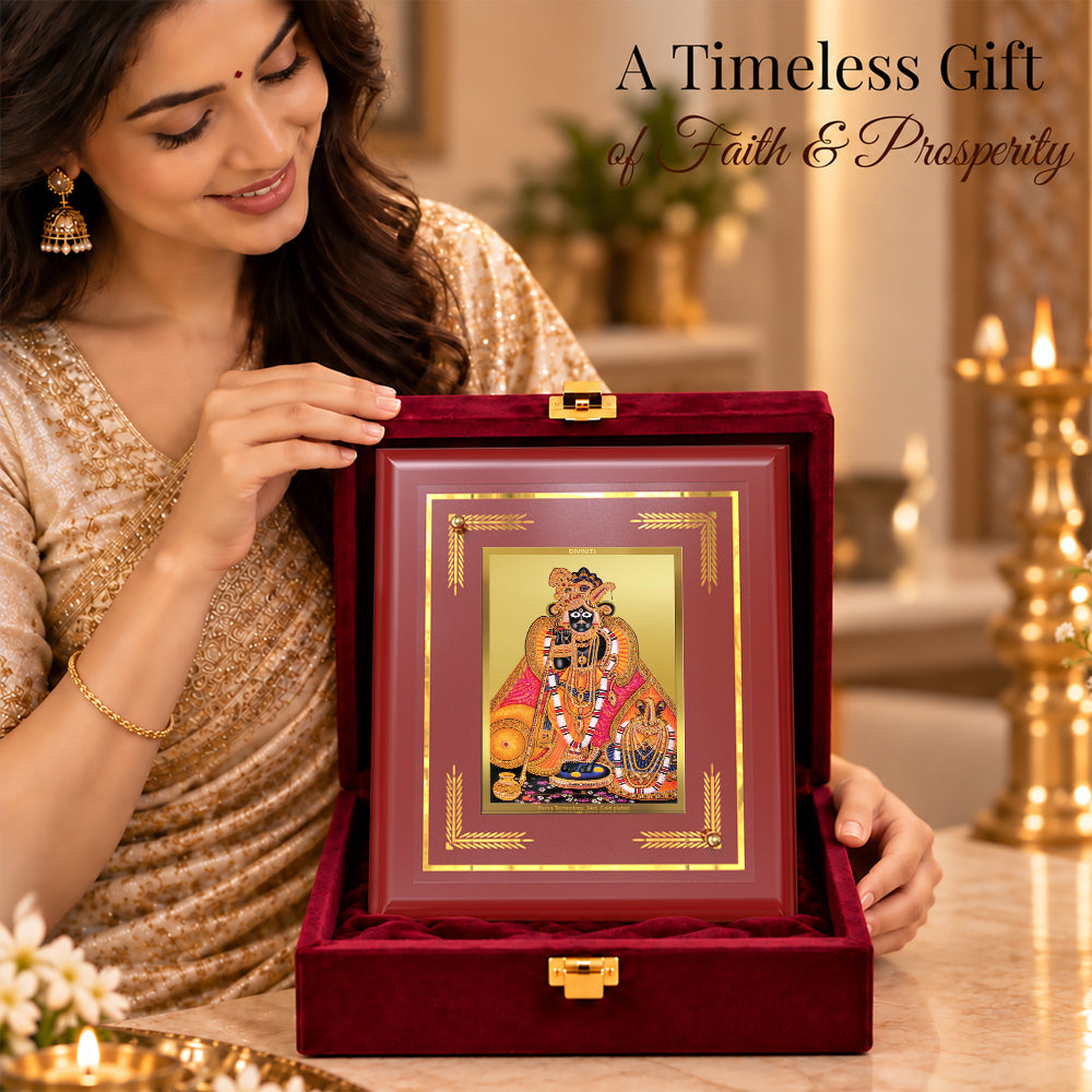 24K Gold-Plated Banke Bihari MDF Frame | Premium Gift Box | 13.5x16 CM