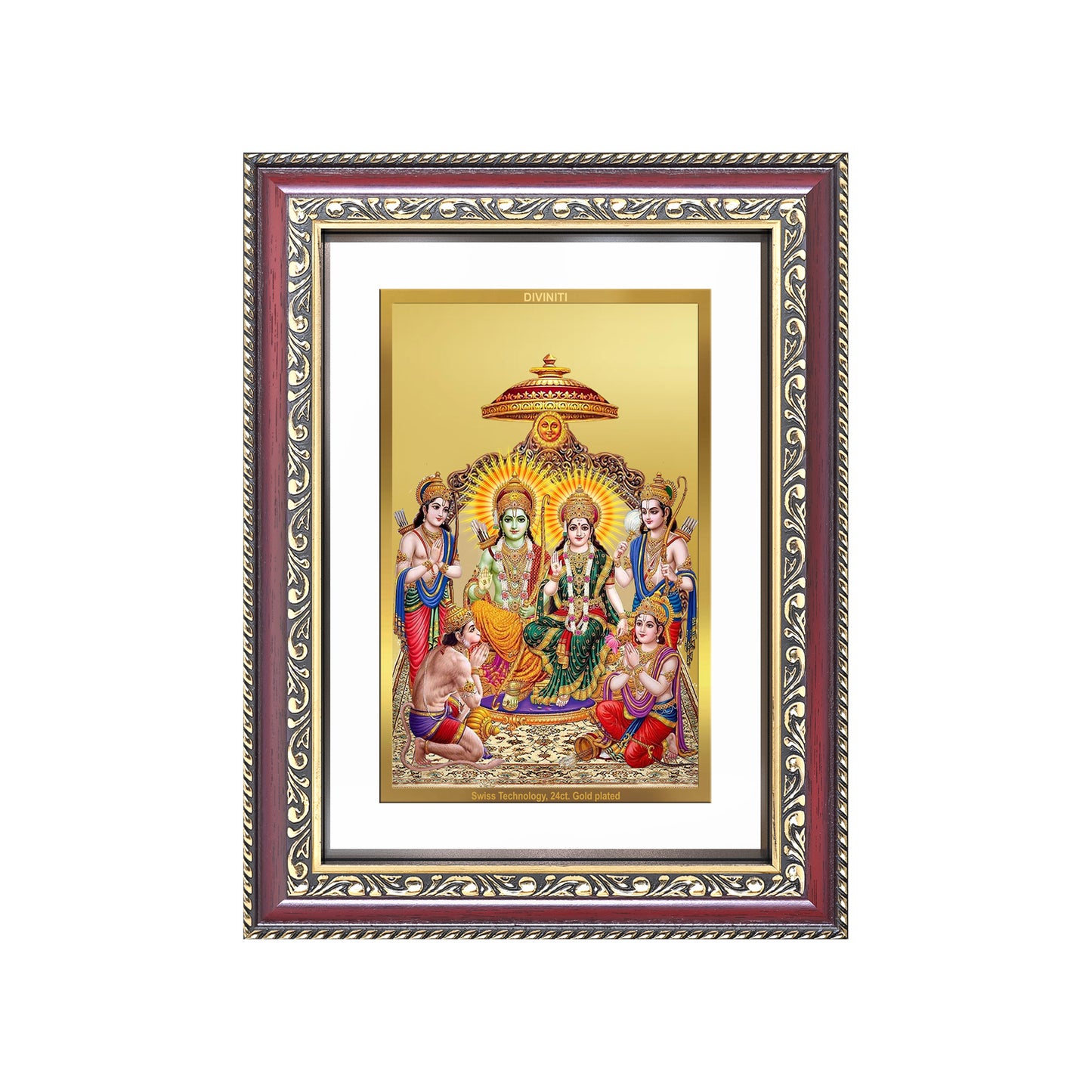 Diviniti 24K Gold Plated Ram Darbar Divine Wall Frame for Home Mandir & Office Decor | Luxury Spiritual Gift