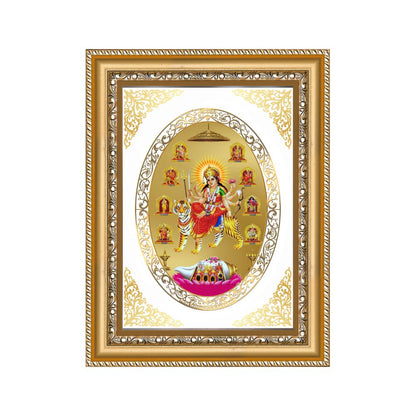 Nav Durga | Nine Forms of Goddess Durga Wall & Tabletop Royal Photo Frame in 24K Gold Plated Foil