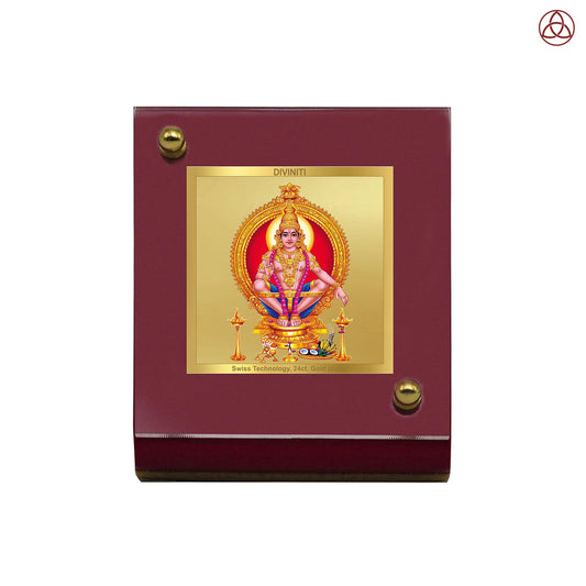Ayyappan | Divine Lord Ayyappa Car Dashboard & Tabletop Photo Frame in 24K Gold Plated Foil