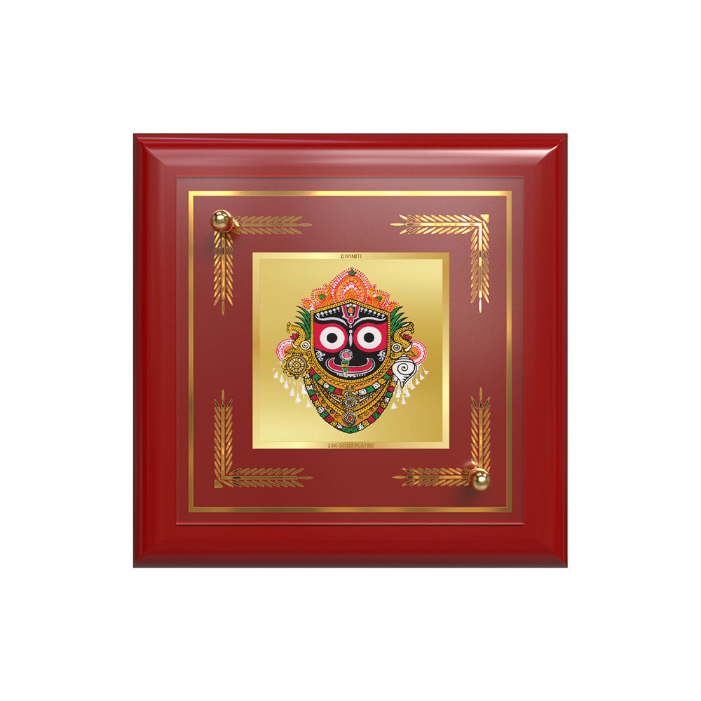 Jagannath | Lord Jagannath 24K Gold Plated Divine Photo Frame for Home Décor, Tabletop & Office | Blessings of Devotion, Protection & Prosperity (MDF1A)