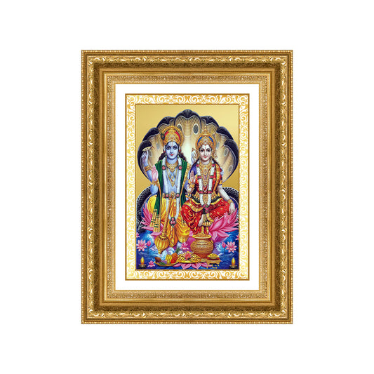 Diviniti 24K Gold Plated Vishnu Lakshmi (Classic) Divine Wall Frame for Home Mandir & Office Decor | Luxury Spiritual Gift