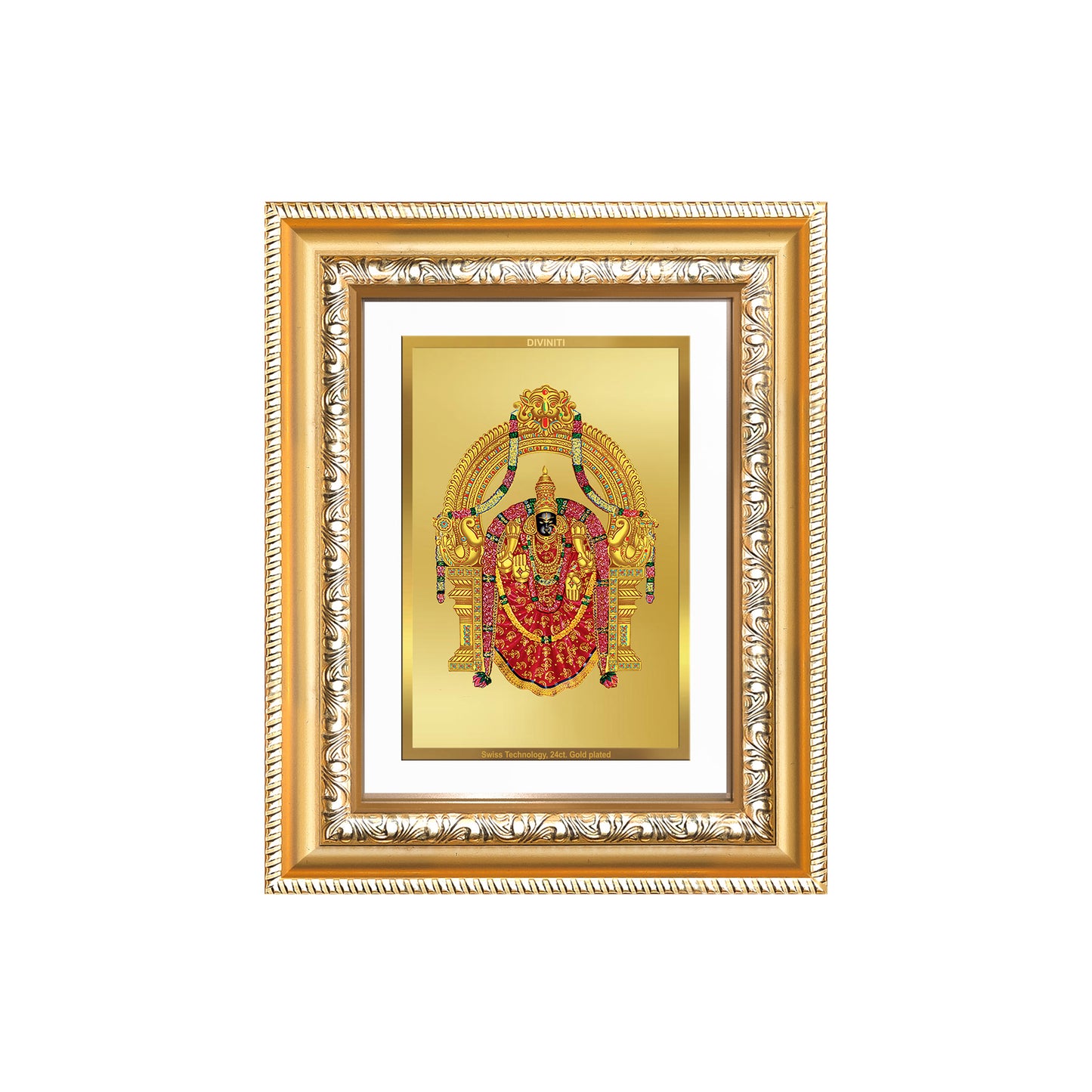 Diviniti 24K Gold Plated Padmavati (Classic) Divine Wall and Table Top Frame for Home Mandir & Office Decor | Luxury Spiritual Gift