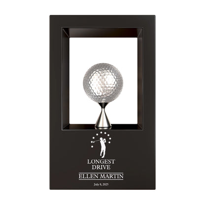 Personalized Premium Longest Drive Golf Trophy | Custom Engraved Achievement Award with Silver Golf Ball Display