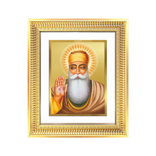 Diviniti 24K Gold Plated Guru Nanak Dev Ji (Classic) Sacred Sikh Wall Frame for Home Decor & Office Ambiance | Premium Spiritual Gift