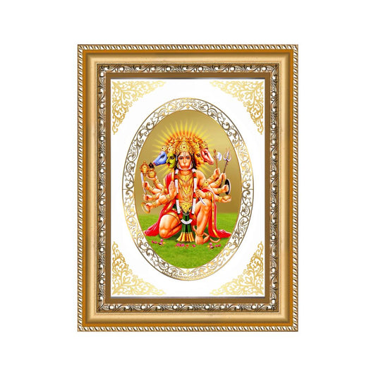 Panchmukhi Hanuman | Divine Protection Wall & Tabletop Royal Photo Frame in 24K Gold Plated Foil