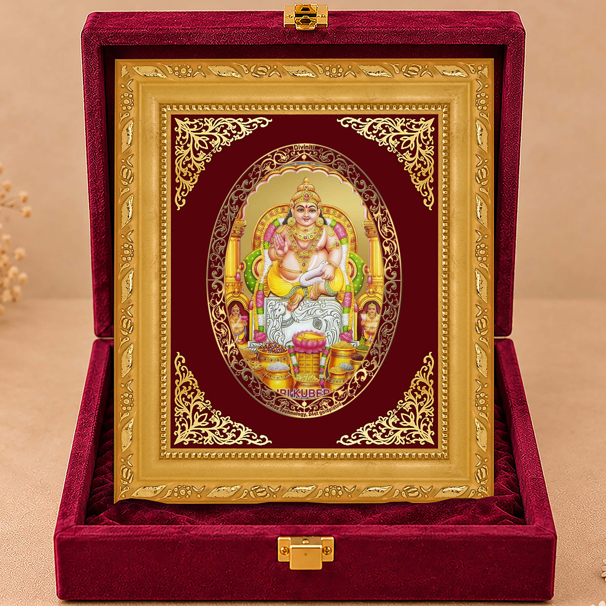24K Gold-Plated Lord Kuber Frame | Premium Gift Box | 21.5x17.5 CM