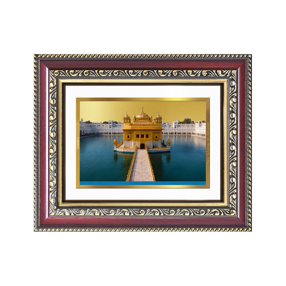 Diviniti 24K Gold Plated Golden Temple (Classic) Divine Wall and Table Top Frame for Home Mandir & Office Decor | Luxury Spiritual Gift