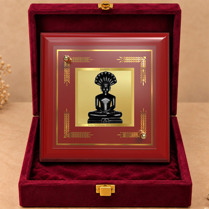 24K Gold-Plated Lord Parshwanath Ji MDF Frame | Premium Gift Box | 10x10 CM