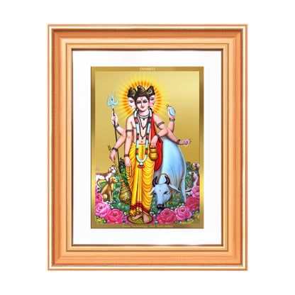 Dattatreya with Kamadhenu | Shri Dattatreya Wall Mount Photo Frame in 24K Gold Plated Foil