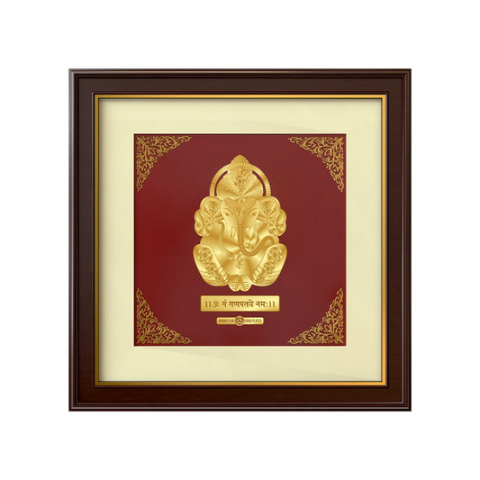 Ganesha | Divine Auspicious Beginnings Gold on Gold Wall Hanging Frame in 24K Gold Plated Foil