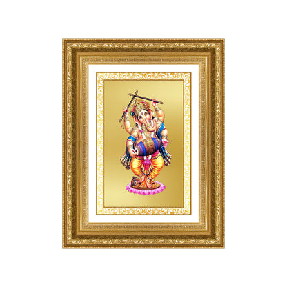 Diviniti 24K Gold Plated Dancing Ganesha (Classic) Divine Wall Frame for Home Mandir & Office Decor | Luxury Spiritual Gift