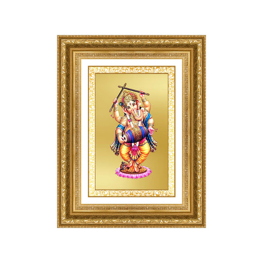 Diviniti 24K Gold Plated Dancing Ganesha (Classic) Divine Wall Frame for Home Mandir & Office Decor | Luxury Spiritual Gift