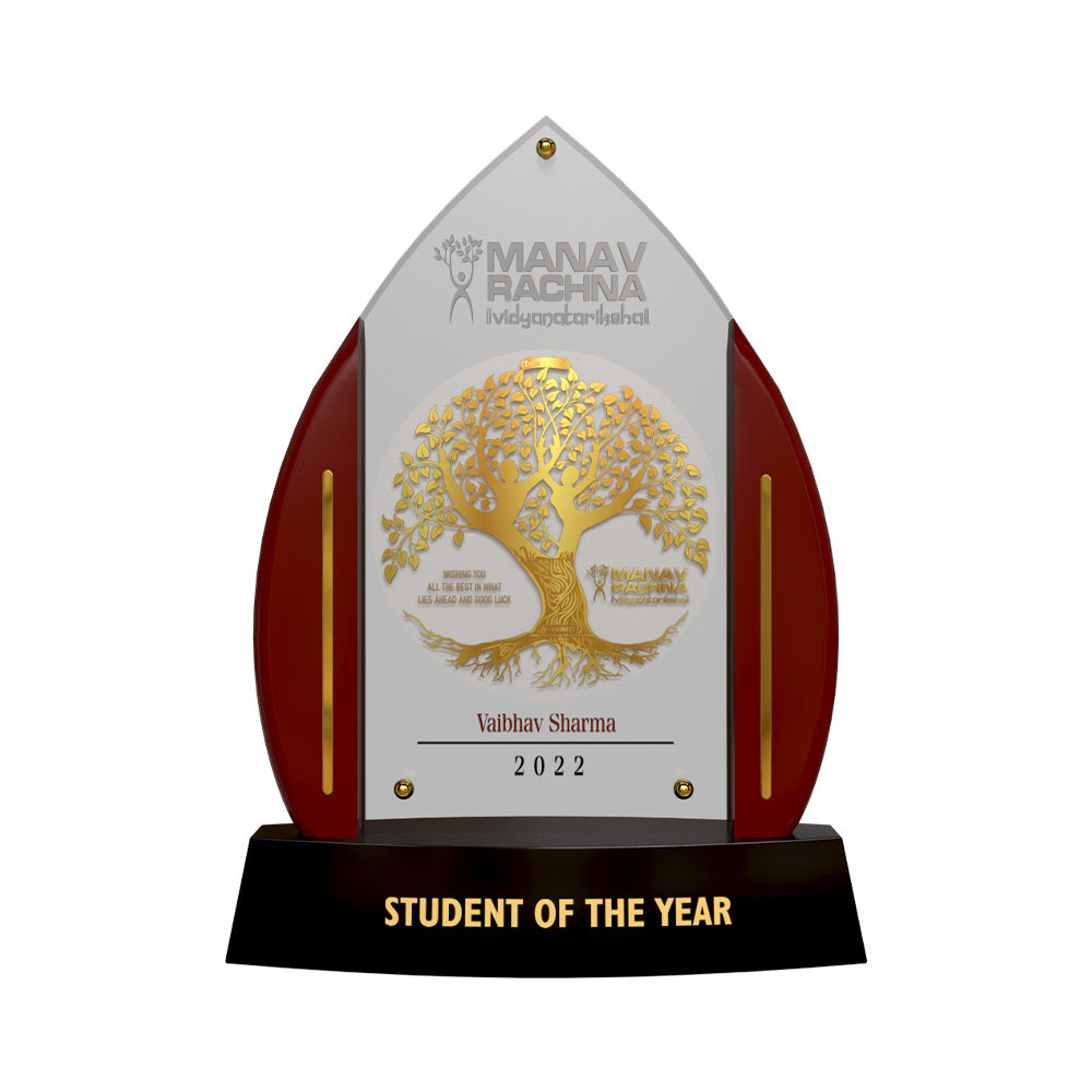 Personalized Employee Recognition Plaque Premium Wooden Flame Award with 24K Gold Plated Foil Photo and Engraved Details