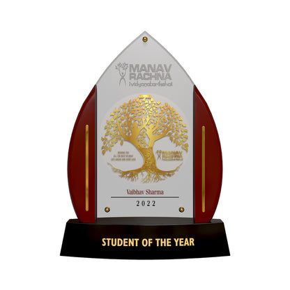 Personalized Employee Recognition Plaque Premium Wooden Flame Award with 24K Gold Plated Foil Photo and Engraved Details