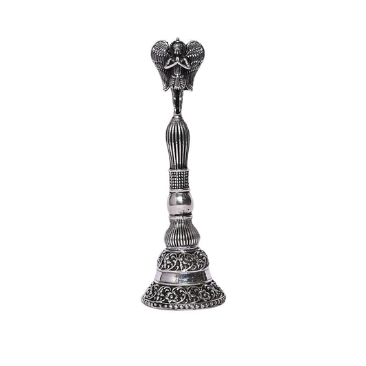 Pure Silver Mandir Puja Bell Handcrafted Temple Bells, Sacred Ritual Decor, Vintage Spiritual Art (3x11,77g)