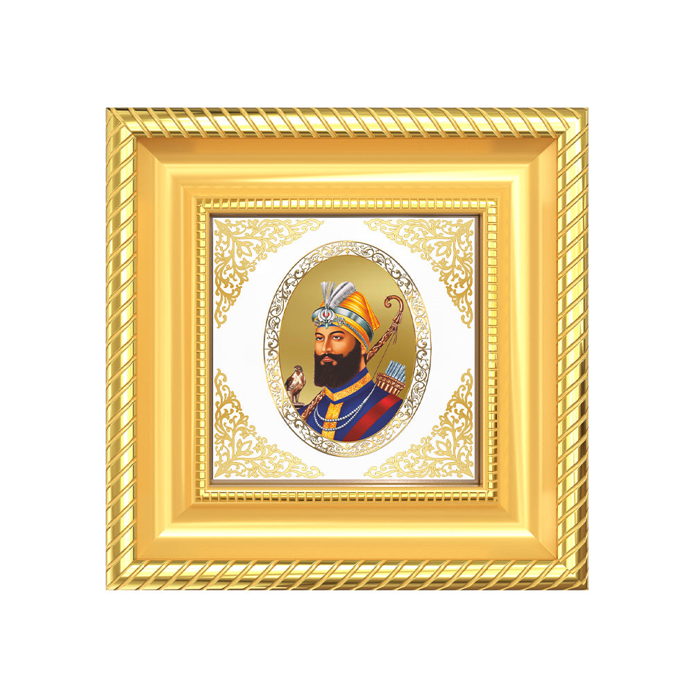 Guru Gobind Singh Ji | Divine Sikh Guru Royal Tabletop Photo Frame in 24K Gold Plated Foil
