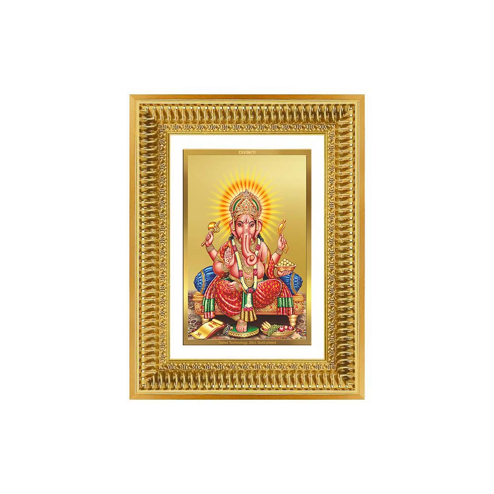 Diviniti 24K Gold Plated Ganesha (Classic) Divine Wall Frame for Home Mandir & Office Decor | Luxury Spiritual Gift