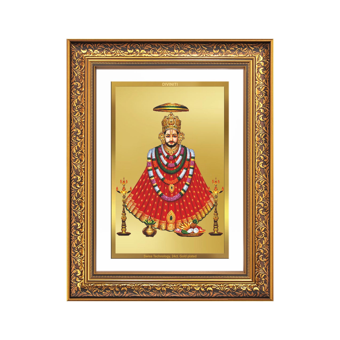 Diviniti 24K Gold Plated Khatu Shyam (Classic) Divine Wall Frame for Home Mandir & Office Decor | Luxury Spiritual Gift