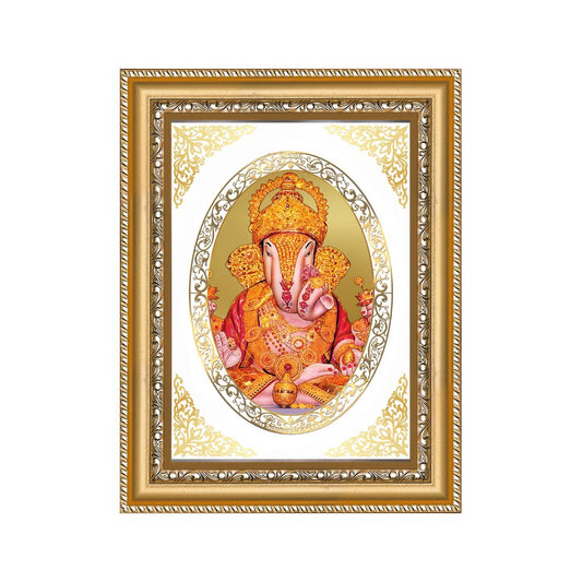 Dagdu Sheth Ganpati | Divine Ganesha Wall & Tabletop Royal Photo Frame in 24K Gold Plated Foil