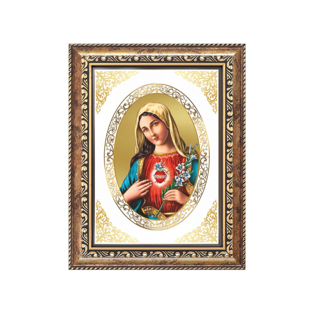 Mother Mary | Christian Divine Wall & Tabletop Royal Photo Frame in 24K Gold Plated Foil