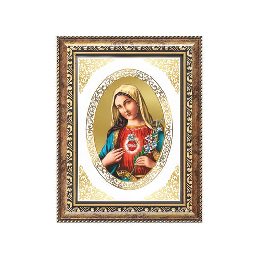 Mother Mary | Christian Divine Wall & Tabletop Royal Photo Frame in 24K Gold Plated Foil