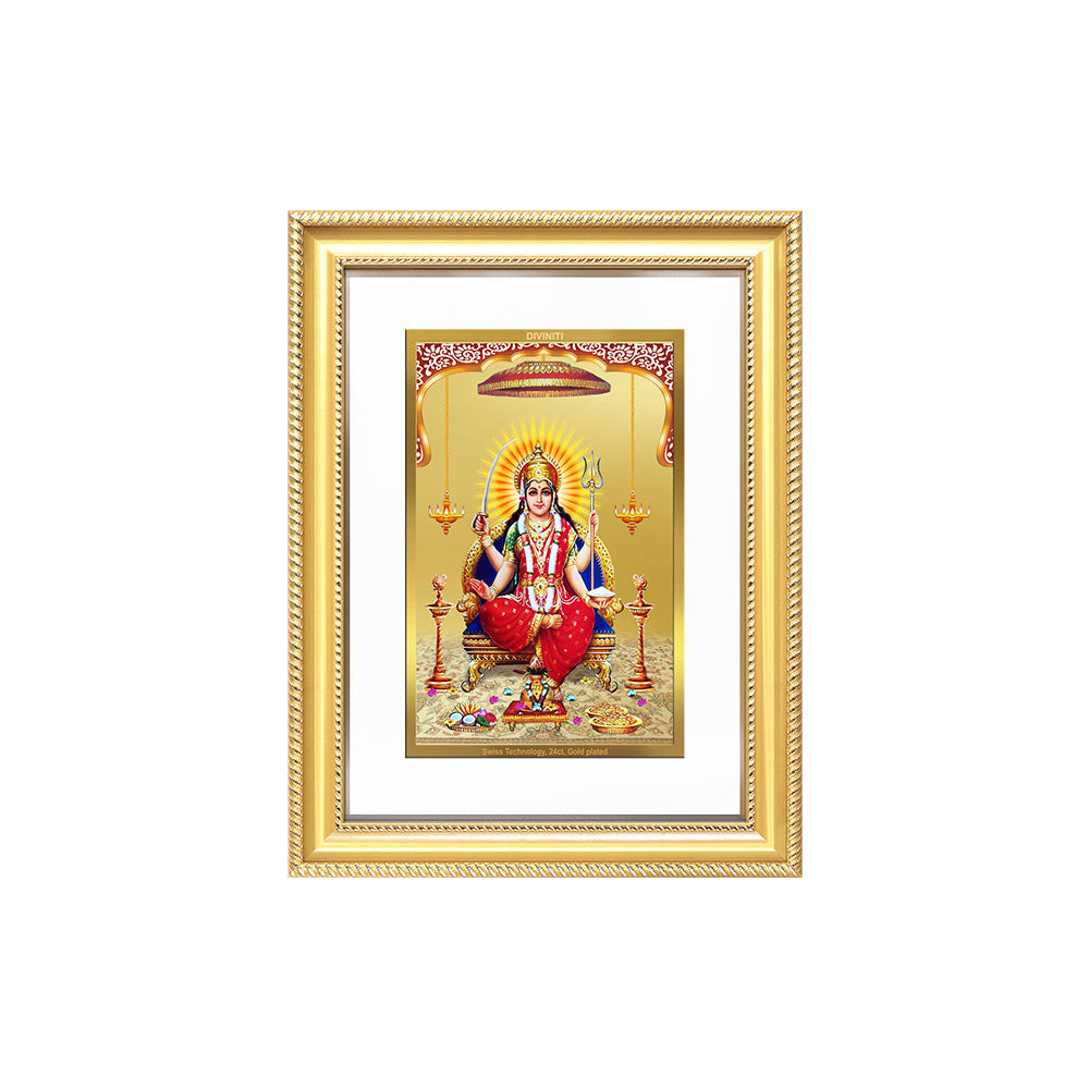 Diviniti 24K Gold Plated Santoshi Mata (Classic) Divine Wall Frame for Home Mandir & Office Decor | Luxury Spiritual Gift