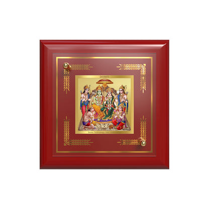 Ram Darbar | Lord Ram with Sita, Lakshman & Hanuman | Divine Royal Court For Tabletop Frame in 24K Gold Plated Foil