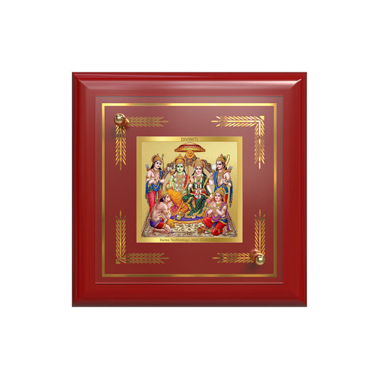 Ram Darbar | Lord Ram with Sita, Lakshman & Hanuman | Divine Royal Court For Tabletop Frame in 24K Gold Plated Foil