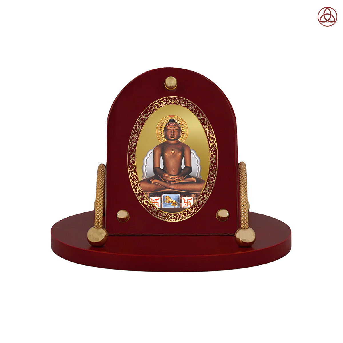 Mahavira | Jain Tirthankara 24K Gold Plated Divine Photo Frame for Car Dashboard, Home Décor & Tabletop | Blessings of Peace, Non-Violence & Spiritual Awakening