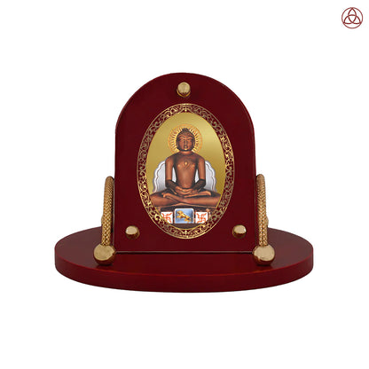 Mahavira | Jain Tirthankara 24K Gold Plated Divine Photo Frame for Car Dashboard, Home Décor & Tabletop | Blessings of Peace, Non-Violence & Spiritual Awakening