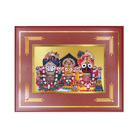 Jagannath Subhadra Balabhadra Wall Photo Frame in 24K Gold Plated Foil | Divine Trinity, Protection & Spiritual Bliss