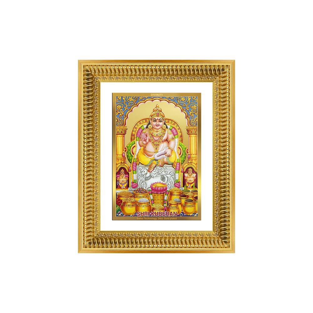 Diviniti 24K Gold Plated Kuber (Classic) Divine Wall Frame for Home Mandir & Office Decor | Luxury Spiritual Gift