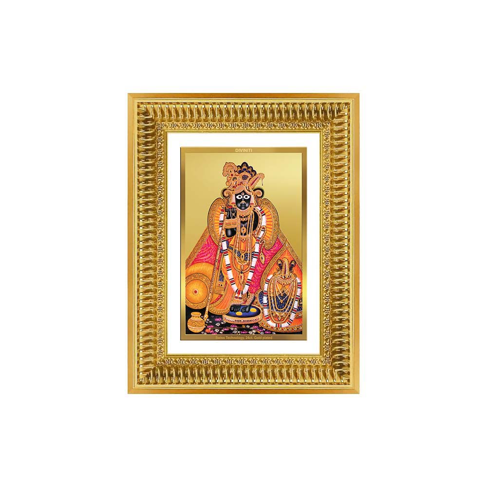 Diviniti 24K Gold Plated Banke Bihari Ji (Classic) Divine Wall Frame for Home Mandir & Office Decor | Luxury Spiritual Gift
