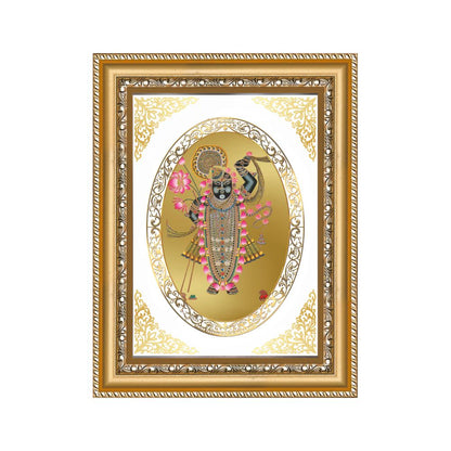 Shrinath Ji | Divine Nathdwara Krishna Wall & Tabletop Royal Photo Frame in 24K Gold Plated Foil