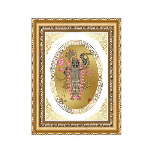 Shrinath Ji | Divine Nathdwara Krishna Wall & Tabletop Royal Photo Frame in 24K Gold Plated Foil