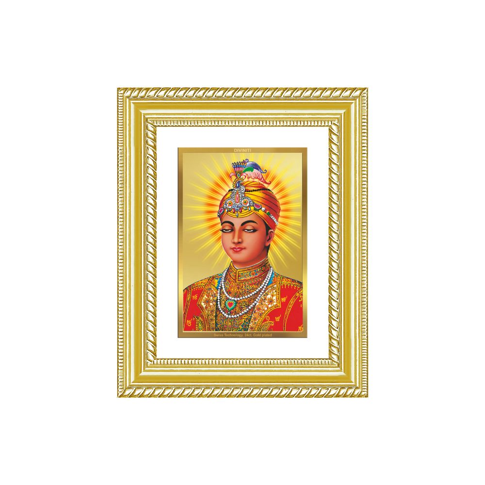 Diviniti 24K Gold Plated Guru Harkrishan Sahib Ji (Classic) Sacred Sikh Wall and Table Top Frame for Home Decor & Office Ambiance | Premium Spiritual Gift