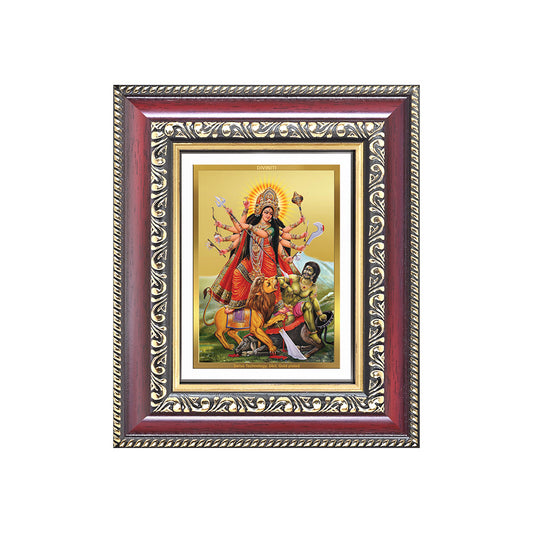 Diviniti 24K Gold Plated Durga - Mahishasura Mardini (Classic) Divine Table Top Frame for Home Mandir & Office Decor | Luxury Spiritual Gift