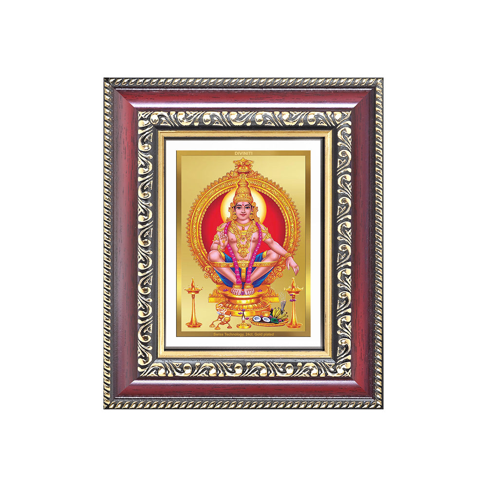 Diviniti 24K Gold Plated Ayyappan Divine Table Top Frame for Home Mandir & Office Decor | Luxury Spiritual Gift