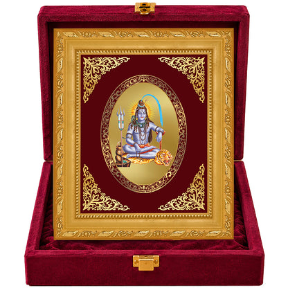 24K Gold-Plated Lord Shiva Frame | Premium Gift Box | 16x13.5 CM
